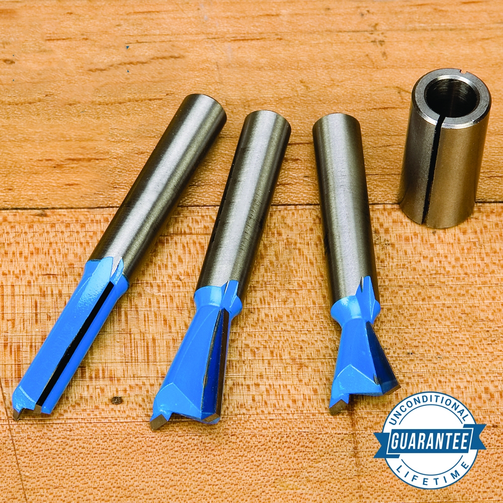 Rockler 4-Pc. Dovetail Router Bit Upgrade Set - 8mm Shank