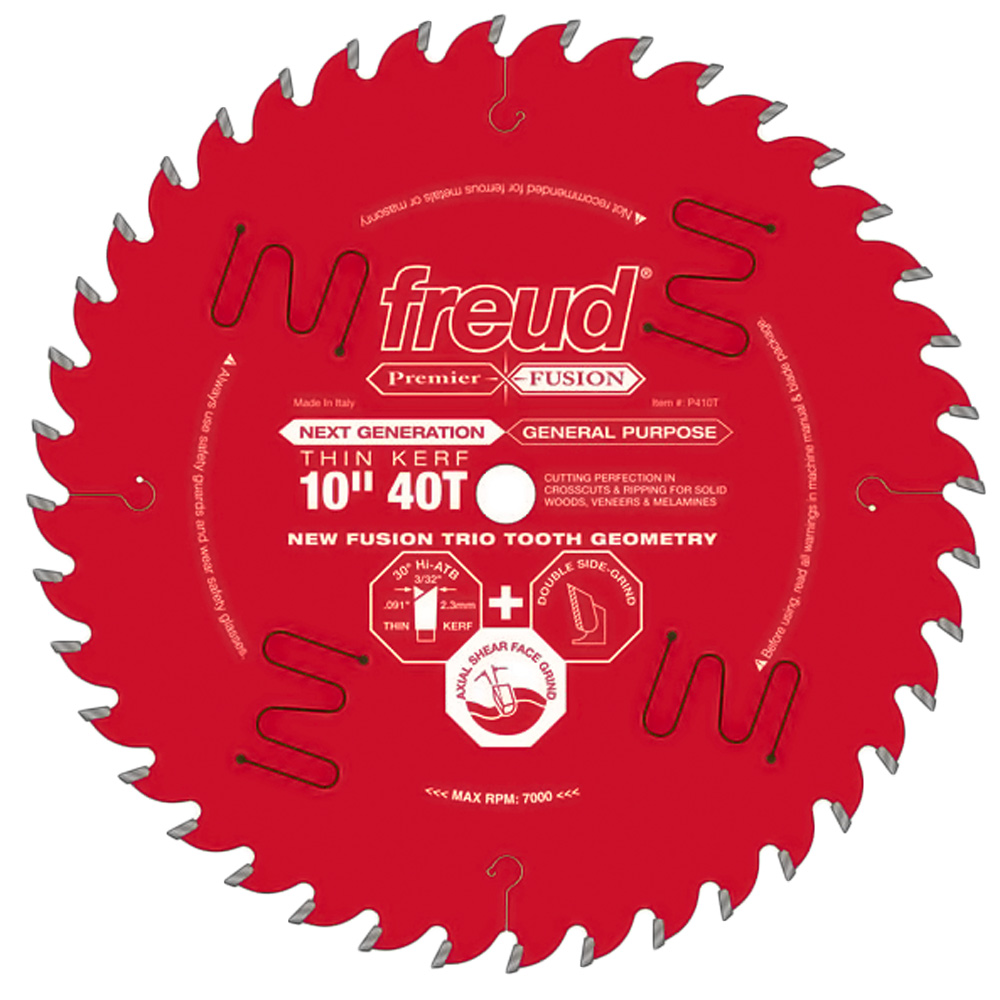 Freud&reg; 10" x 40T Premier Fusion Thin Kerf General Purpose Saw Blade - P410T