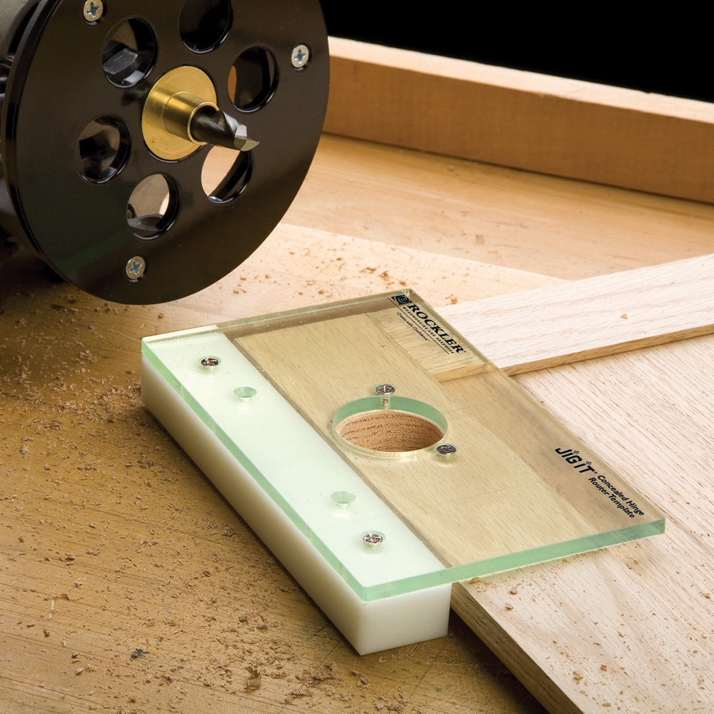 Rockler Concealed Hinge Router JIG IT in use - main pic