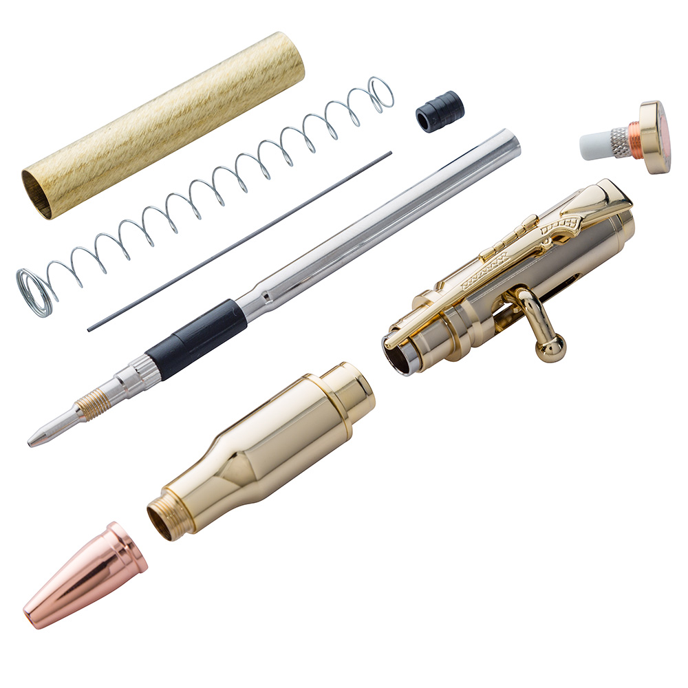 30 Caliber Bolt-Action Pencil Hardware Kit, Gold - main pic