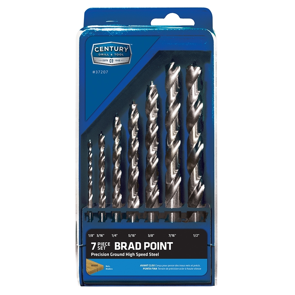 7-Piece HSS Brad Point Drill Bit Set, Imperial