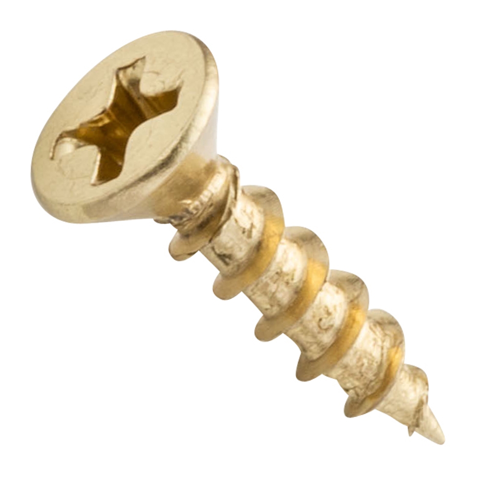 Centerline #6 x 5/8'' Flat Head Phillips Cabinet Hardware Mounting Screws, Brass Plated, 100-Pack - main pic