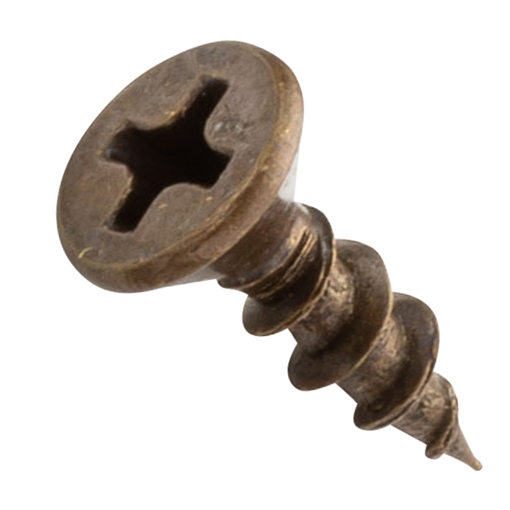 Centerline #5 x 3/4'' Flat Head Phillips Cabinet Hardware Mounting Screws, Antique Brass Plated, 100-Pack - main pic