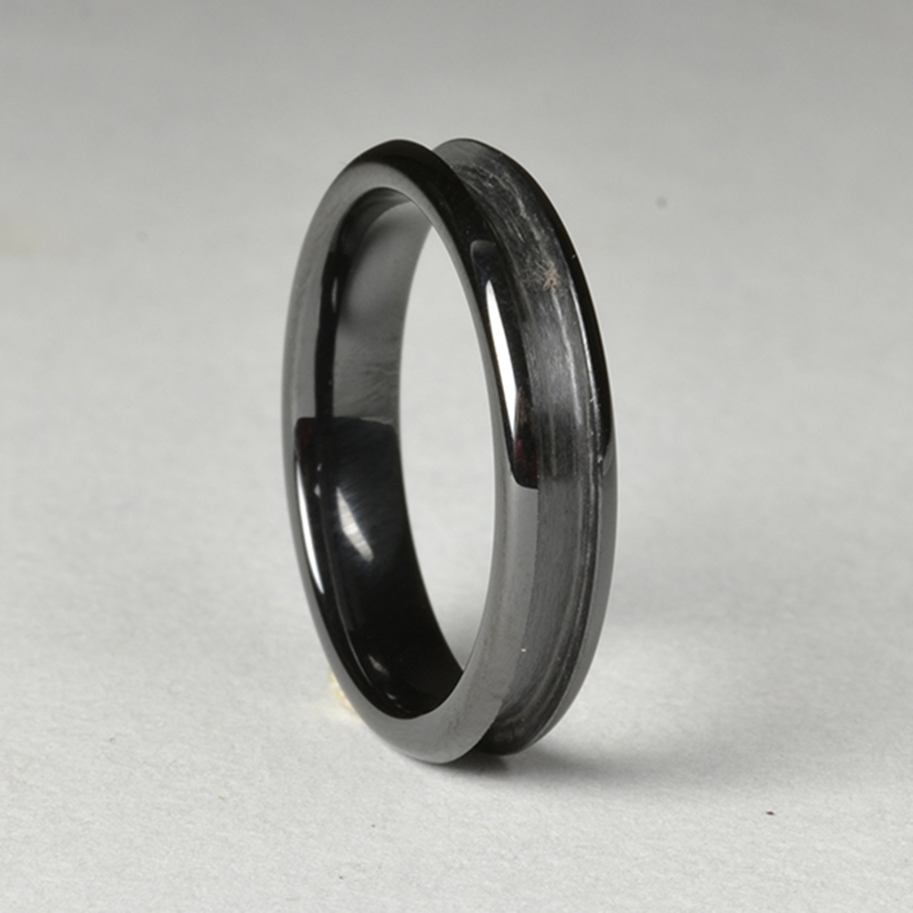 Black Ceramic Ring Core Blank, 4mm Wide, Size 5.5 - main pic