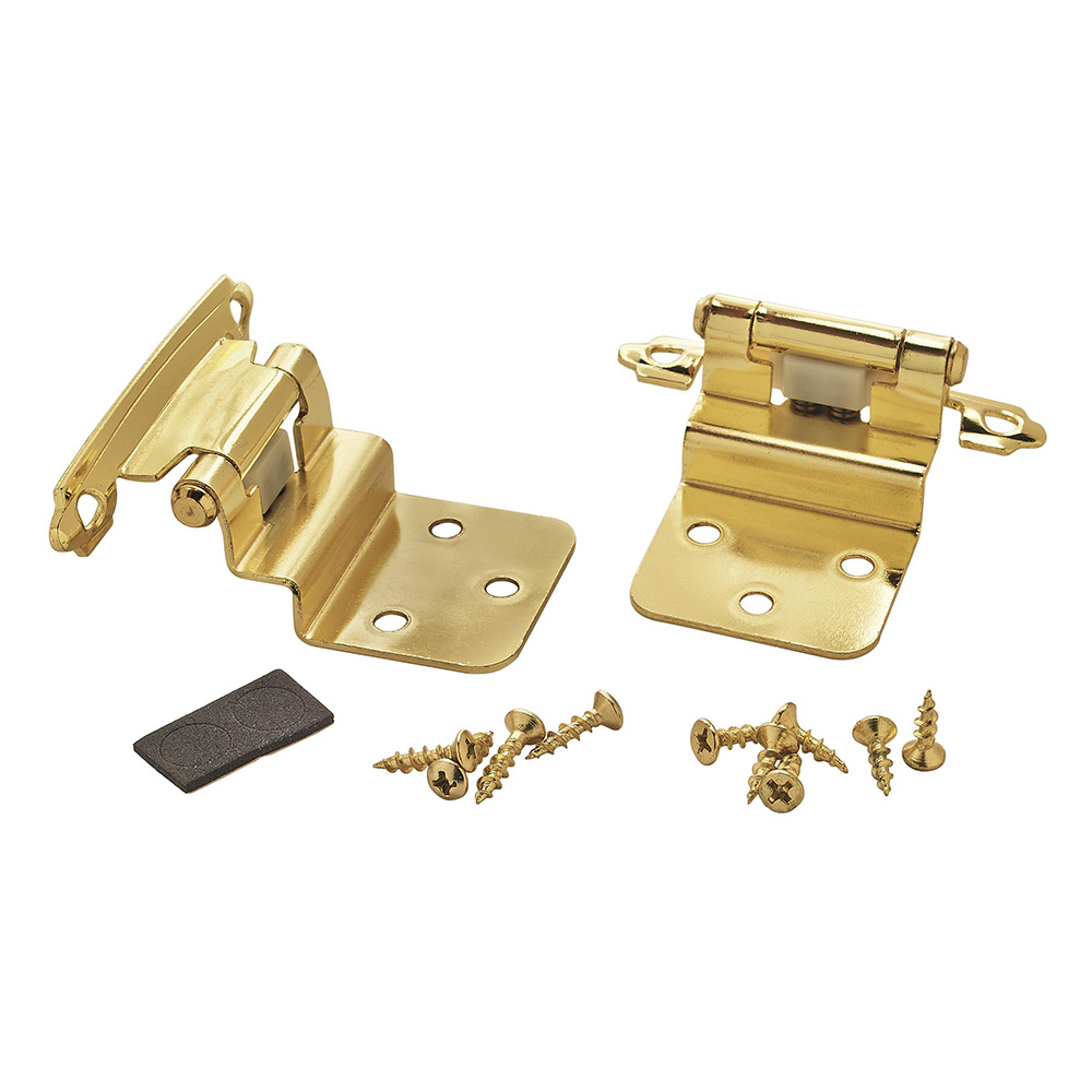 3/8'' Inset Self-Closing Face-Mount Cabinet Hinges (3428), Polished Brass - main pic