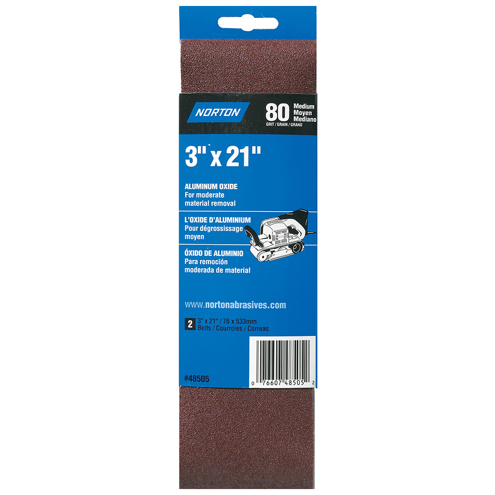 Norton Aluminum Oxide 3'' x 21'' Sanding Belts, 2-Pack - main pic