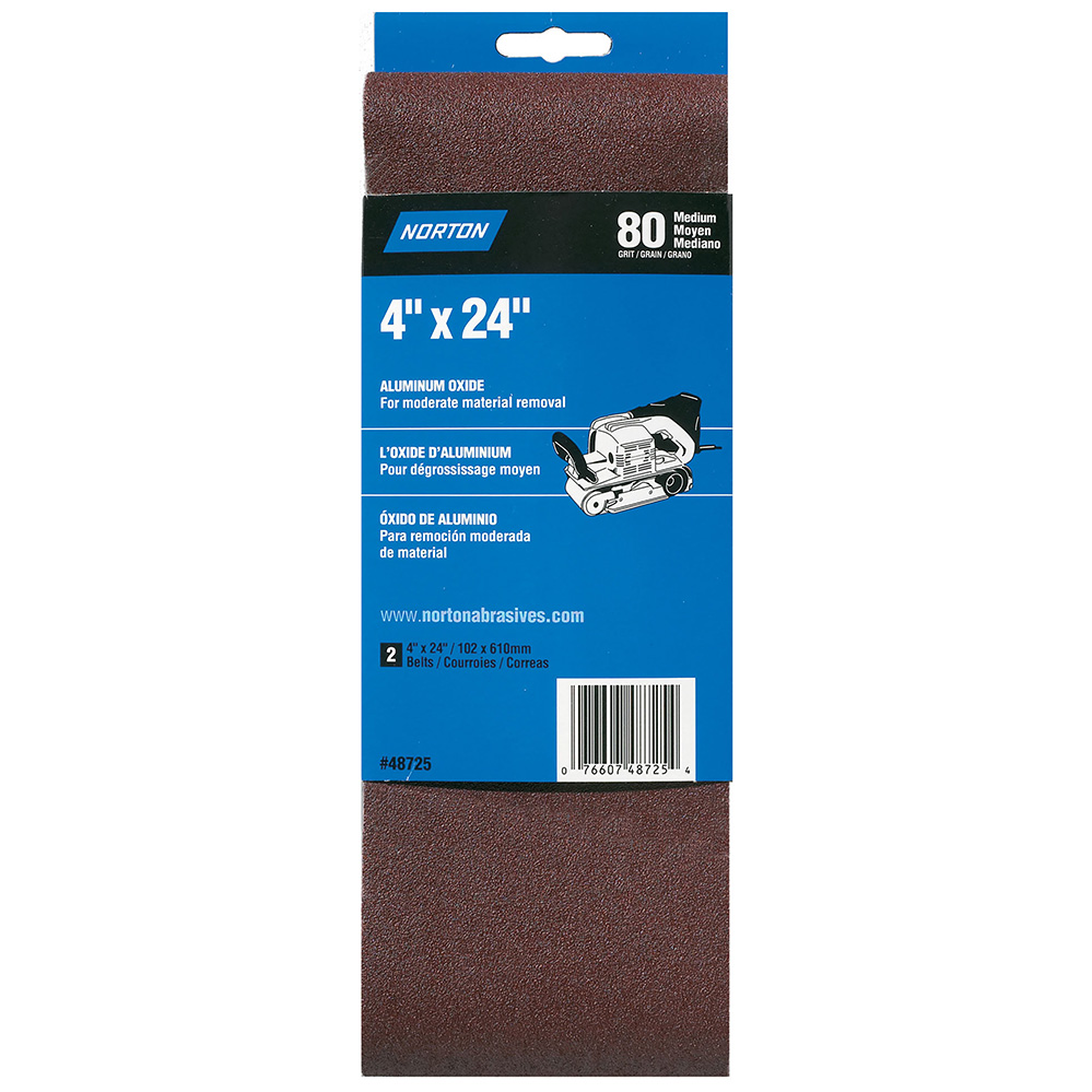 Norton Aluminum Oxide 4'' x 24'' Sanding Belts, 2-Pack - main pic