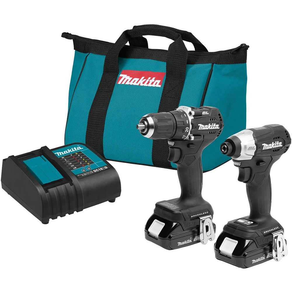 Makita 18V LXT Sub-Compact Brushless Cordless Drill/Driver and Impact Driver Combo Kit, 1.5Ah (CX203SYB) - main pic