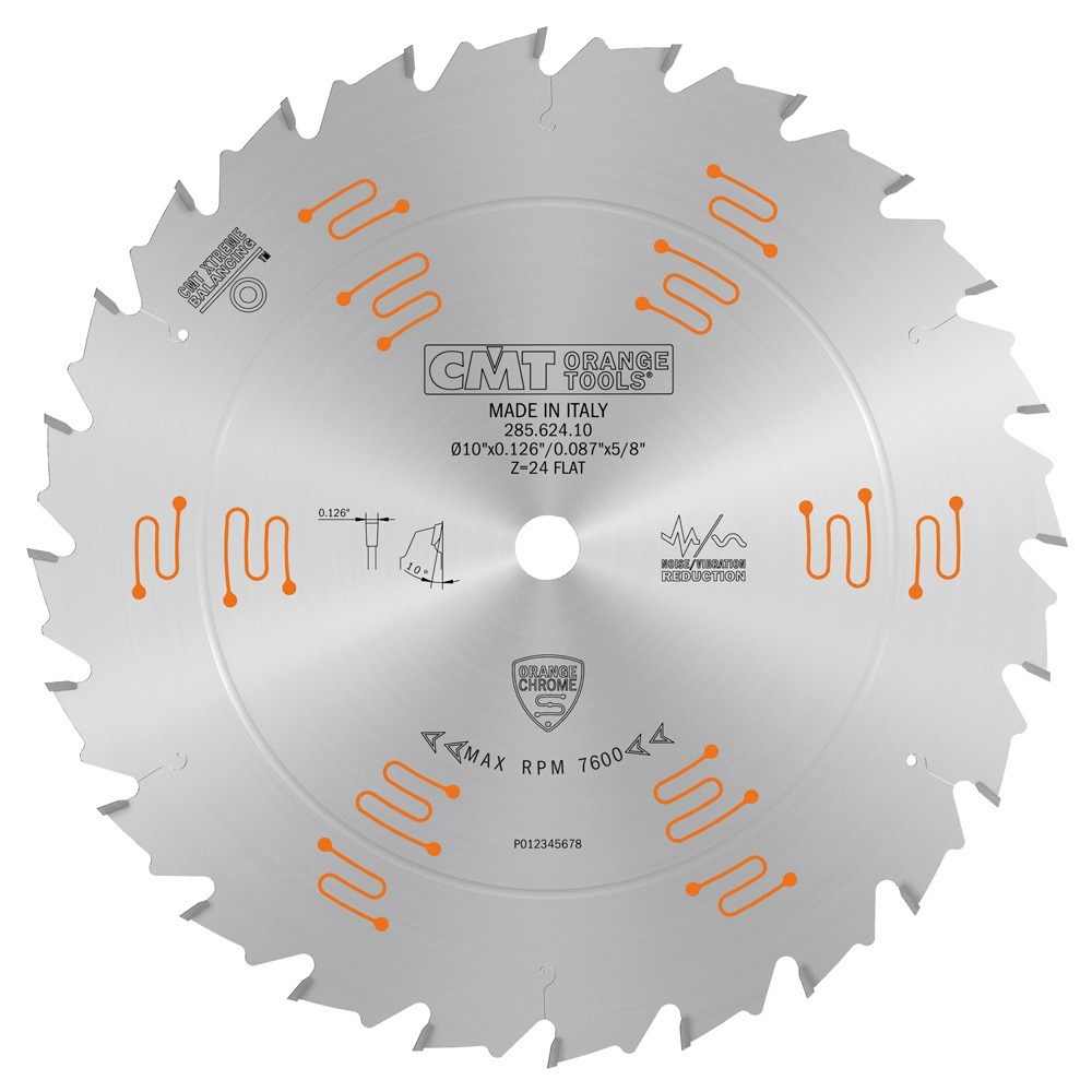 CMT Orange Chrome Ripping Saw Blade, 10'' x 24T x 5/8'' Bore - main pic