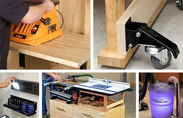 Tips to improve workshop include lighting and casters and wall mounts