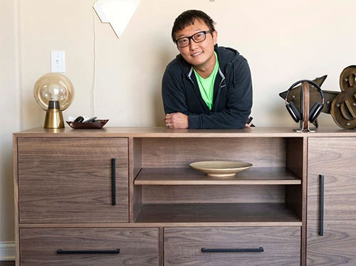 Walnut storage cabinet