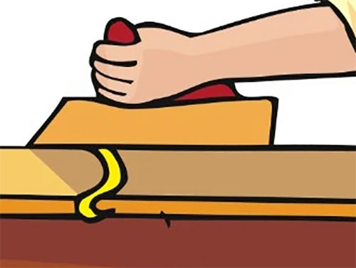 Drawing of a block plane in use