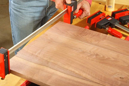 Using bar clamps to aid in panel glue-up