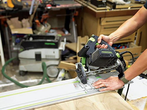 Using a track saw to cut sheet goods for cabinetry