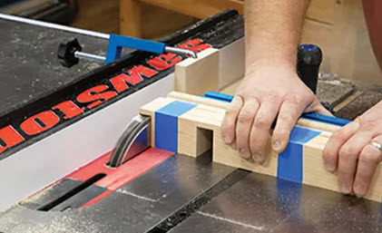 cutting wood on a table saw