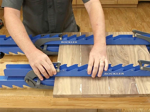 Large wood panel in deluxe panel clamps