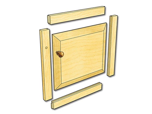 Drawing of a frame and panel cabinet door