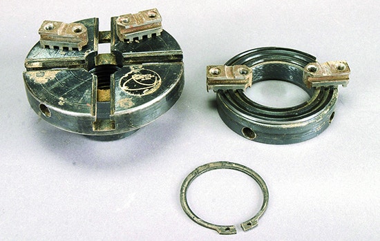 disassembled four jaw chuck