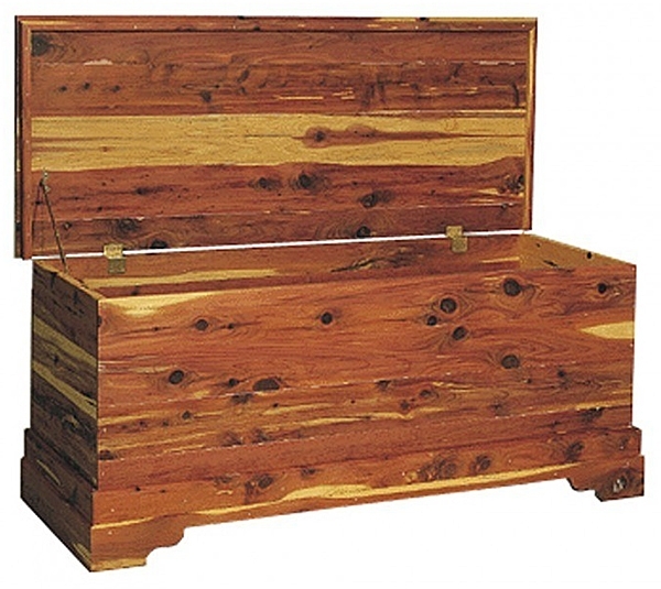 Open cedar blanket chest with finished exterior