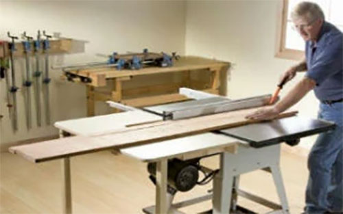 Making a cut on a table saw