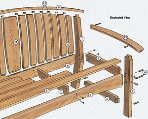 expanded view of outdoor bench illustration 