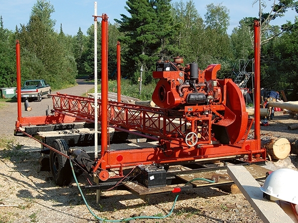 Portable saw mill on location