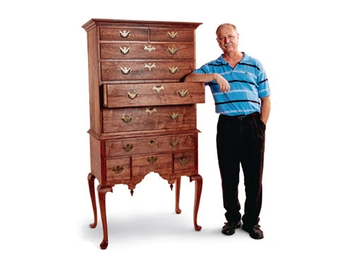 Period-style replica queen anne highboy