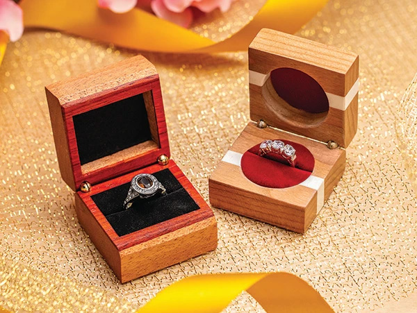 Two wood ring boxes