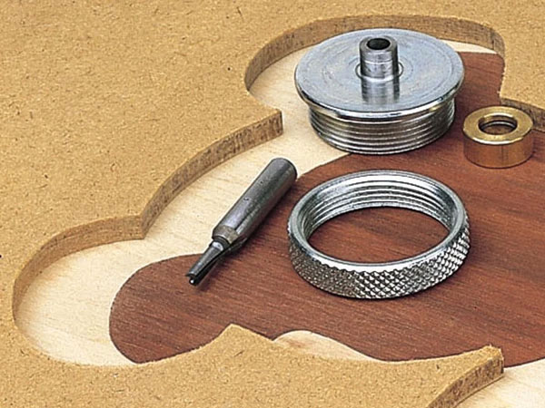 Parts of a router inlaying kit