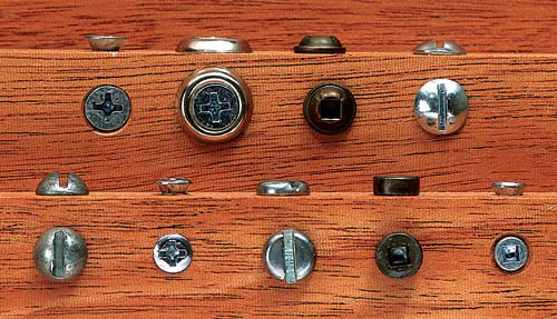 Comparison picture of several different screw head types