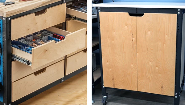 Workshop stand drawers and cabinet door