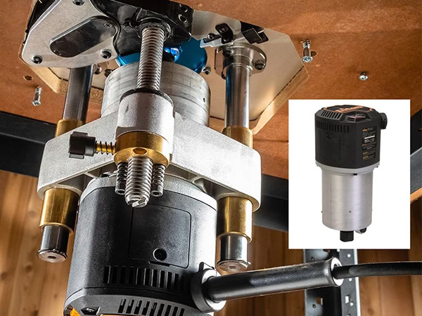 Triton router motor mounted in router table