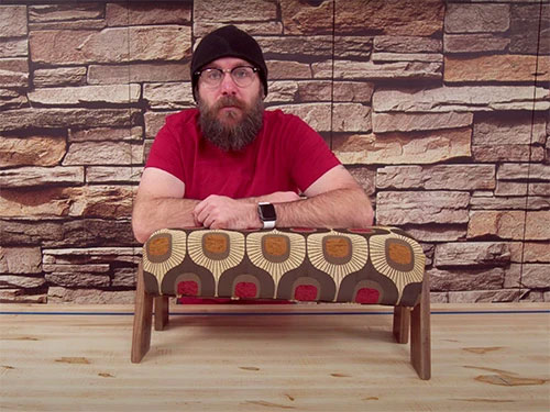 David Picciuto's stool for propping feet up under a desk