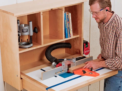 Space saving fold-up router table