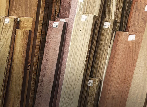 Lumber on display at a store
