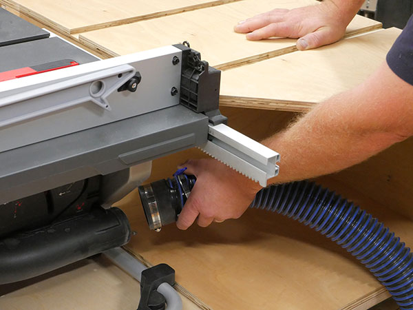 dust hose connected to sawstop cts