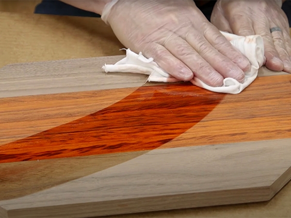 wiping finish on serving tray
