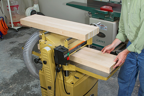 flattening butcher block stock in a planer