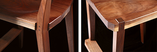 close up details of the kitchen stool project