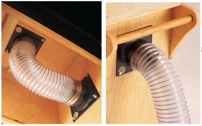 Entry points for vacuum hoses on sanding cart