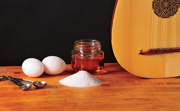 Guitar finish made from egg white, sugar, honey and gum arabic
