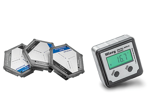 Rockler miter setup block and Wixey digital angle gauge