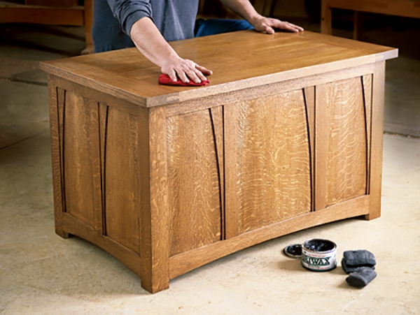 White oak blanket chest in arts and crafts style
