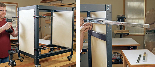 assembling shop stand for lathe tool sharpening cart