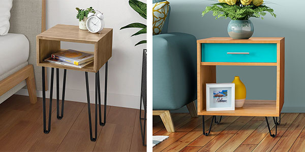 metal table legs attached to end tables