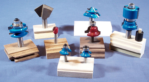 Router bits stored individually in shop-made blocks
