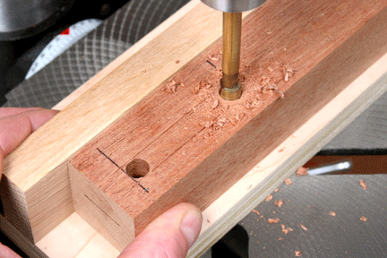 Making initial cuts on mortise with Forstner bit