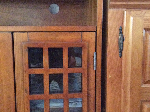 Pine cabinet and entertainment center with different stains