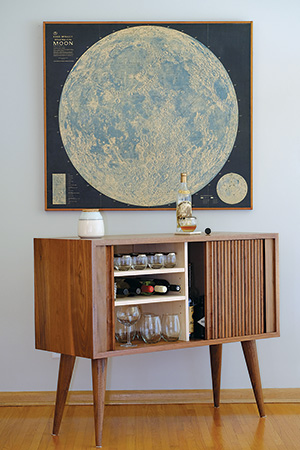 Cabinet with tambour doors made from walnut wood