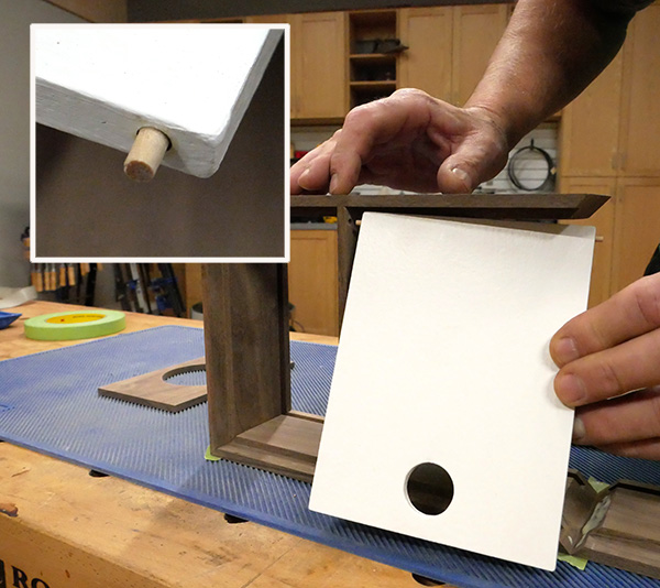 inserting hinge pins in the lid